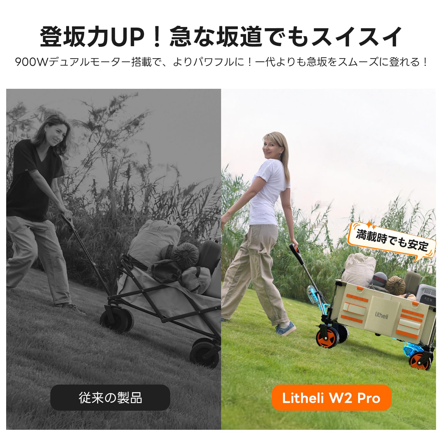 Amazon.co.jp: Litheli 電動キャリーワゴン 大容量150L アウトドア